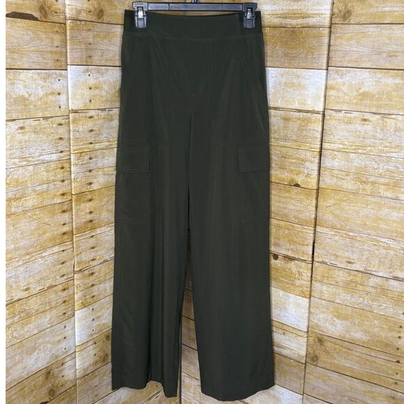 ATHLETA BROOKLYN HEIGHTS HIGH RISE ASPEN OLIVE CASUAL ATHLEISURE CARGO PANTS 8 - Picture 3 of 5